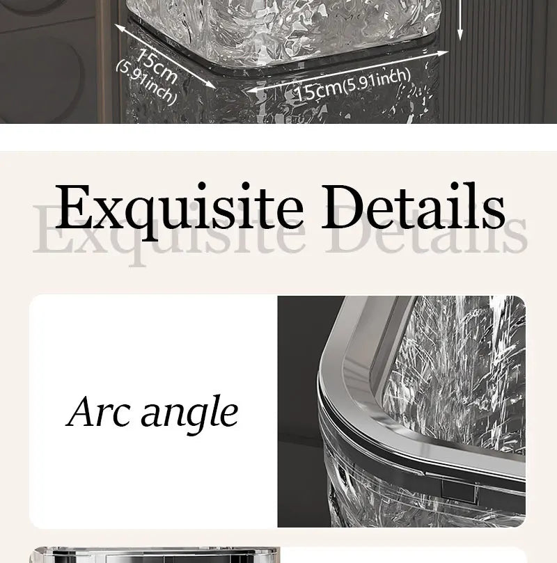 Mini Countertop Trash Can with Press Type Lid | Glacier Pattern Desktop Waste Bin for Home & Office