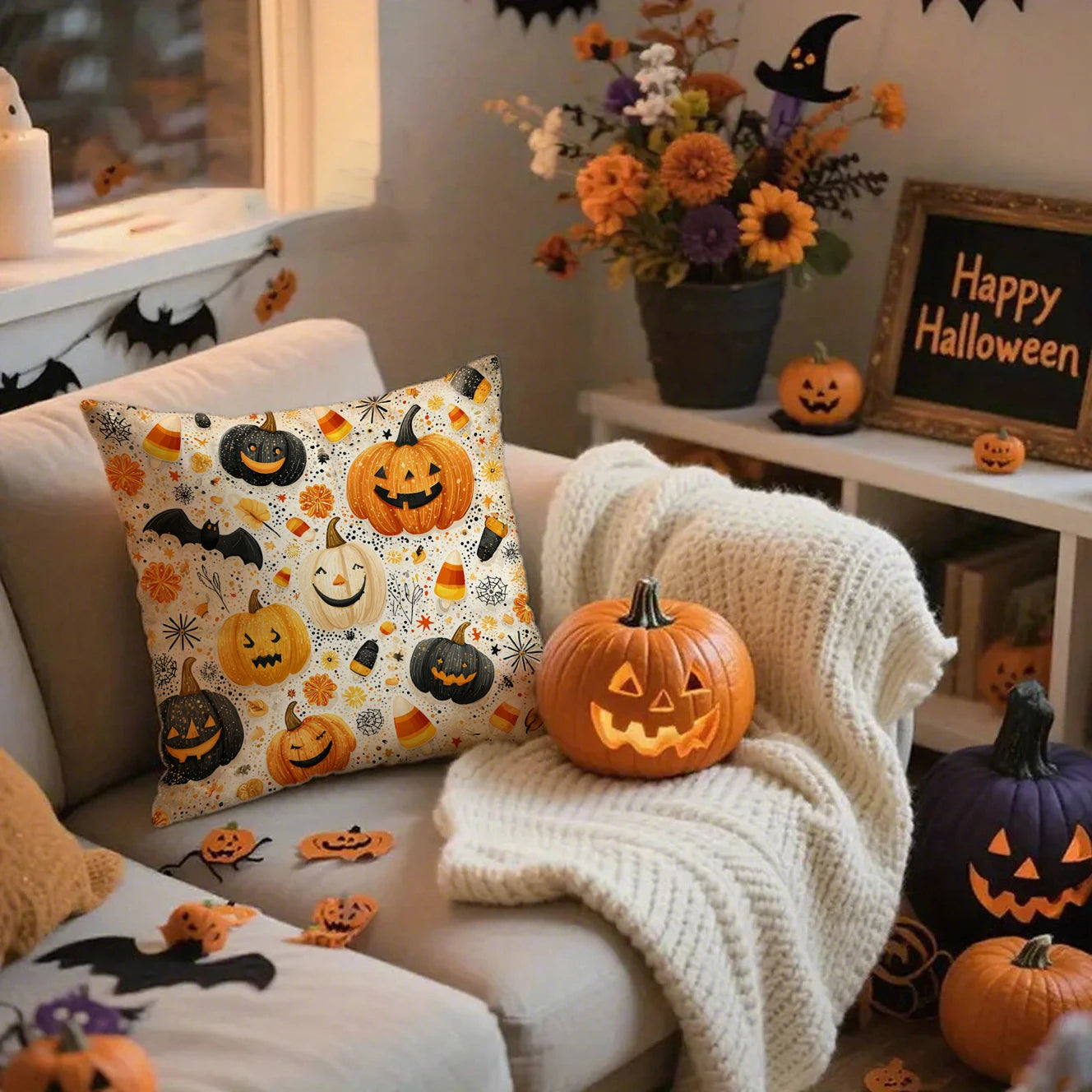 Halloween ghost pillow cover