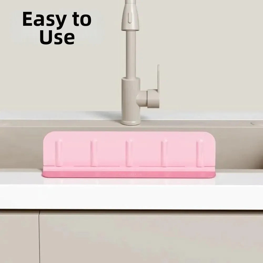 Reusable Kitchen Sink Splash Guard Anti Splash Water Baffle with Storage Rack Silicone Sink Protector