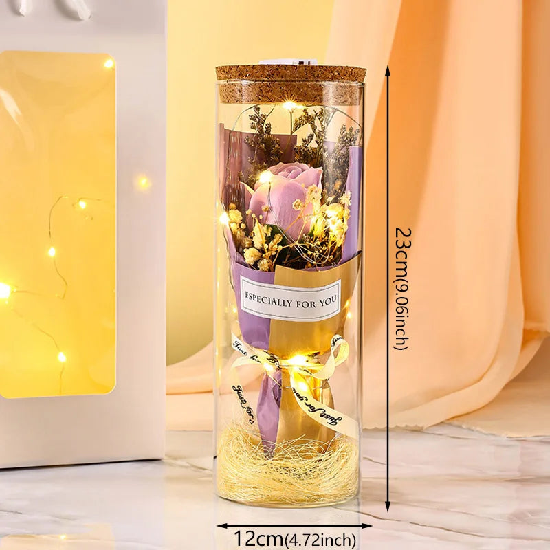 Elegant preserved flower LED light for home decor gift
