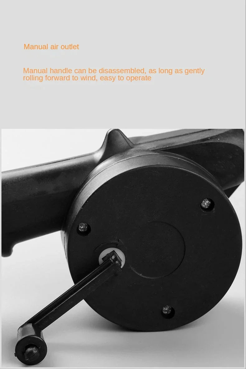 Close-up of a manual air outlet with text on a light gray background
