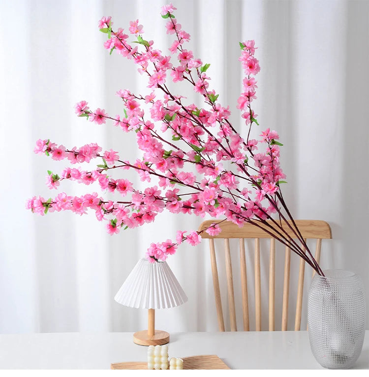 Peach blossom branch artificial flowers for living room decor