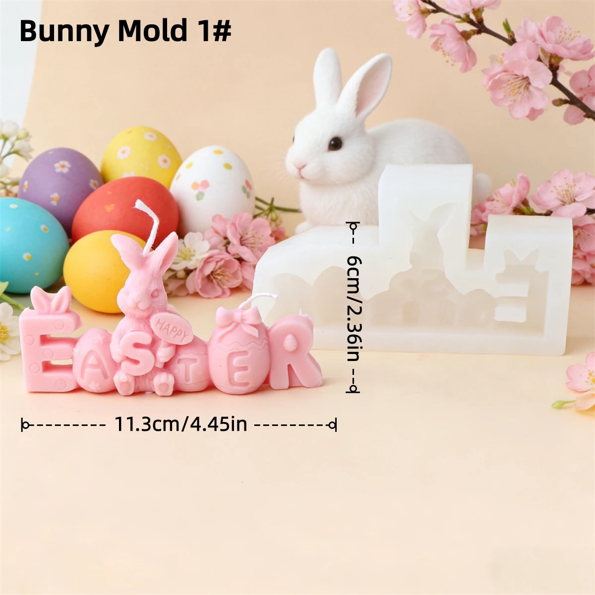 Silicone mold for 3D Easter bunny candles – reusable DIY craft gift USA