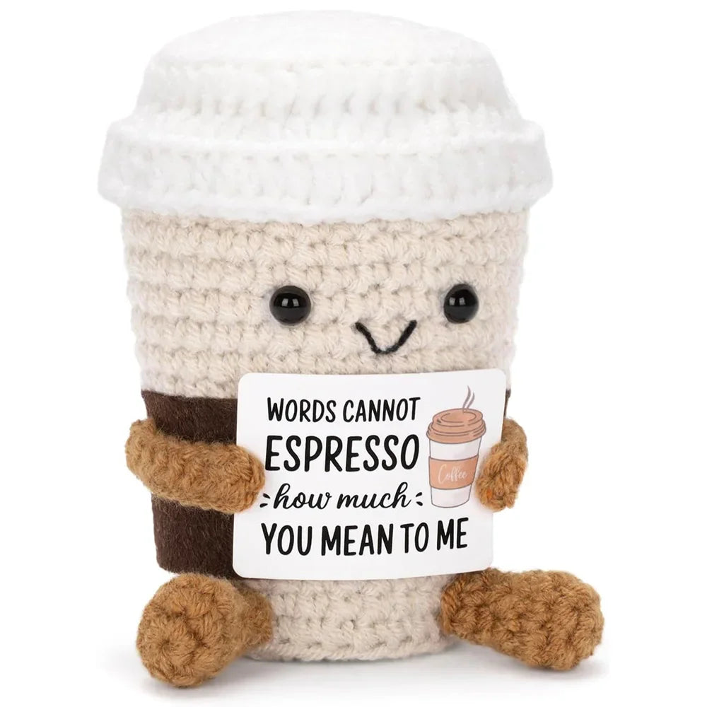 funny crochet coffee doll