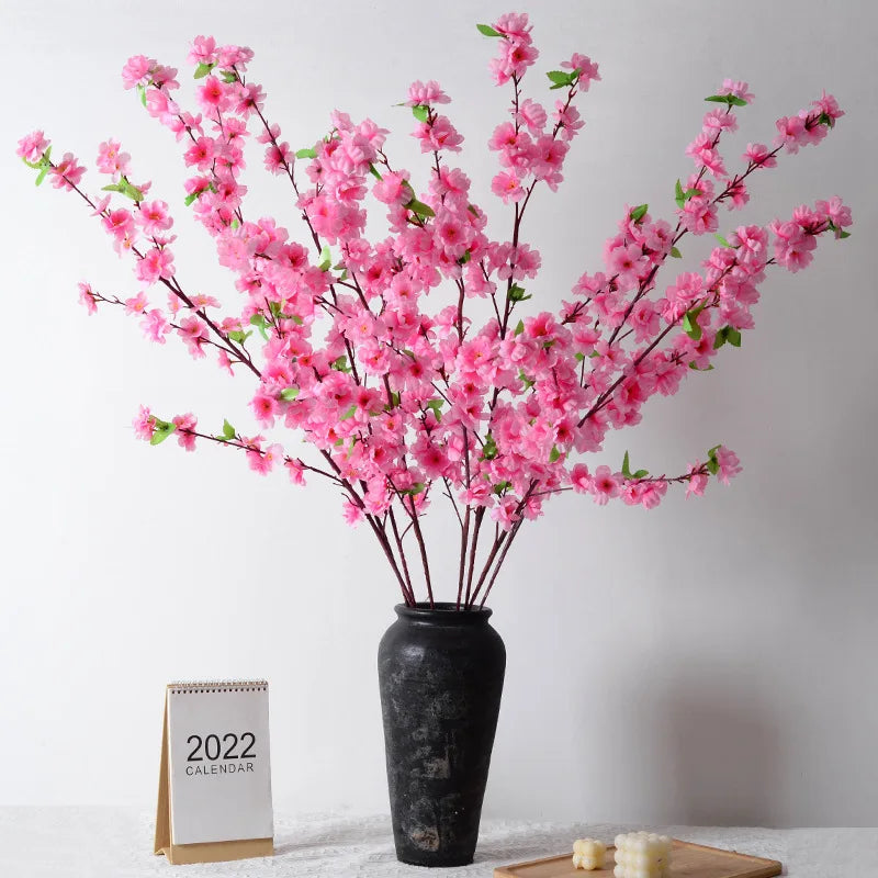 Peach blossom silk flower branch for home and wedding decor