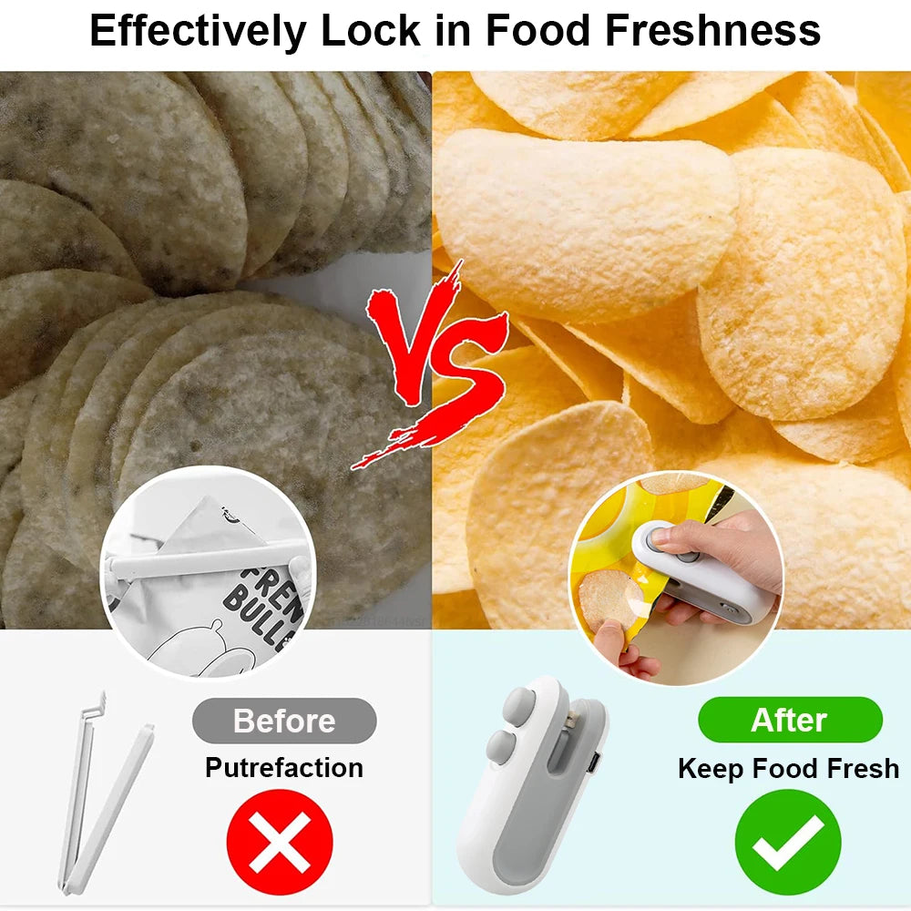 Mini food bag sealer – handheld, compact, and rechargeable USA