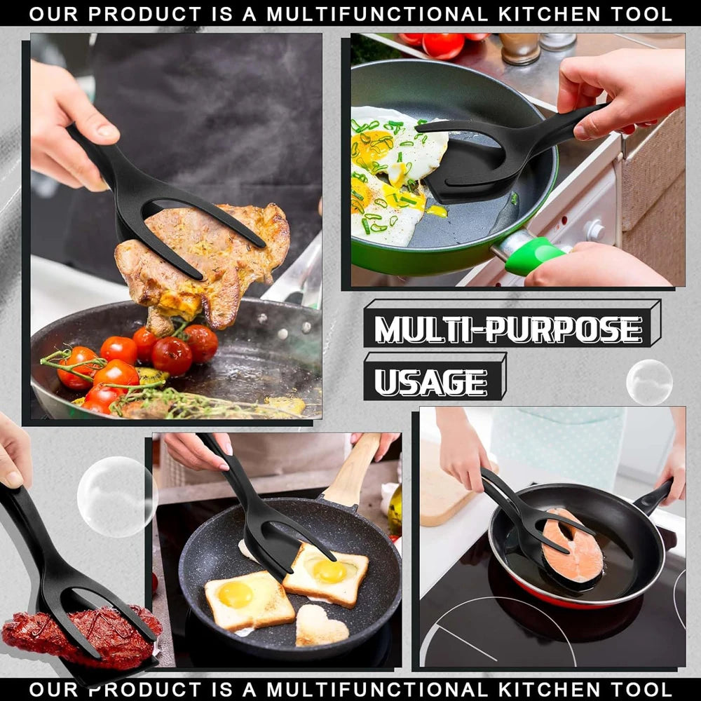 kitchen cooking tongs with spatula design