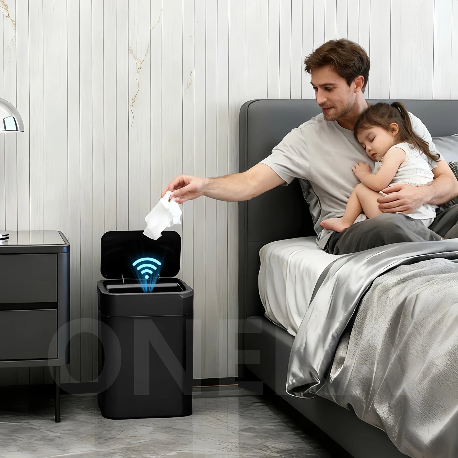 automatic sensor trash can set of two