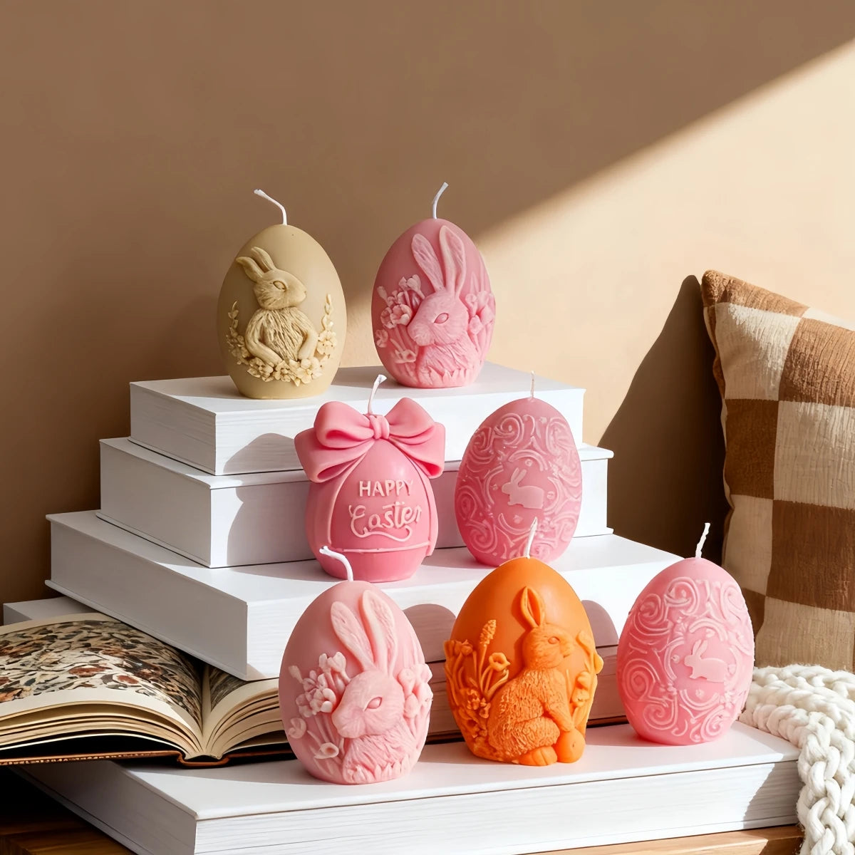 5-style silicone mold – Easter egg and bunny candle making – chemical-free USA