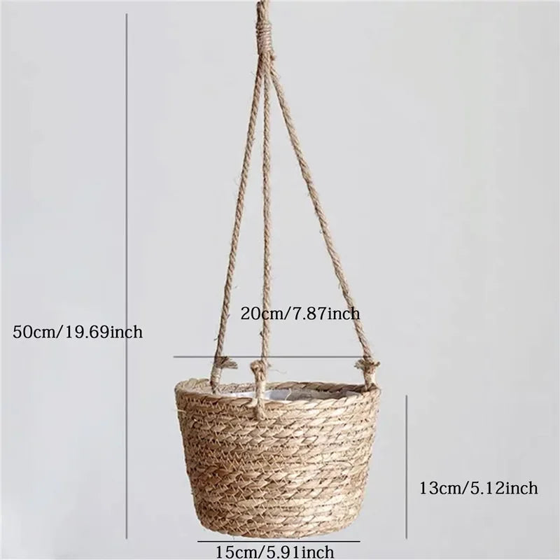 Hanging macrame plant basket – stylish planter for small pots and flowers USA