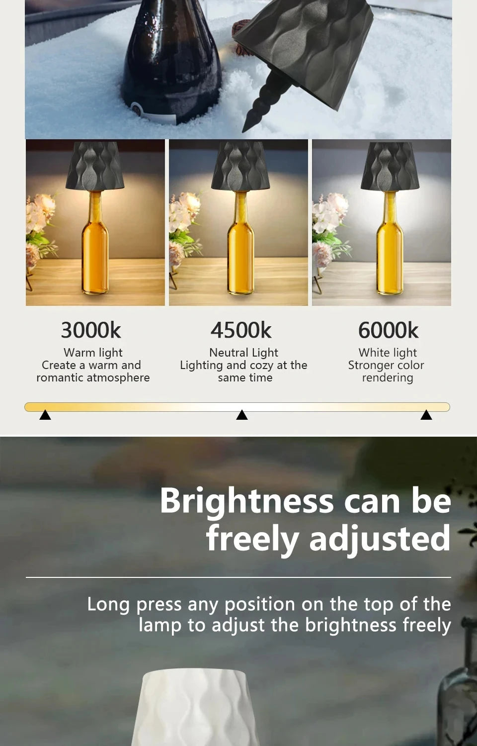 modern table lamp bottle design with touch control