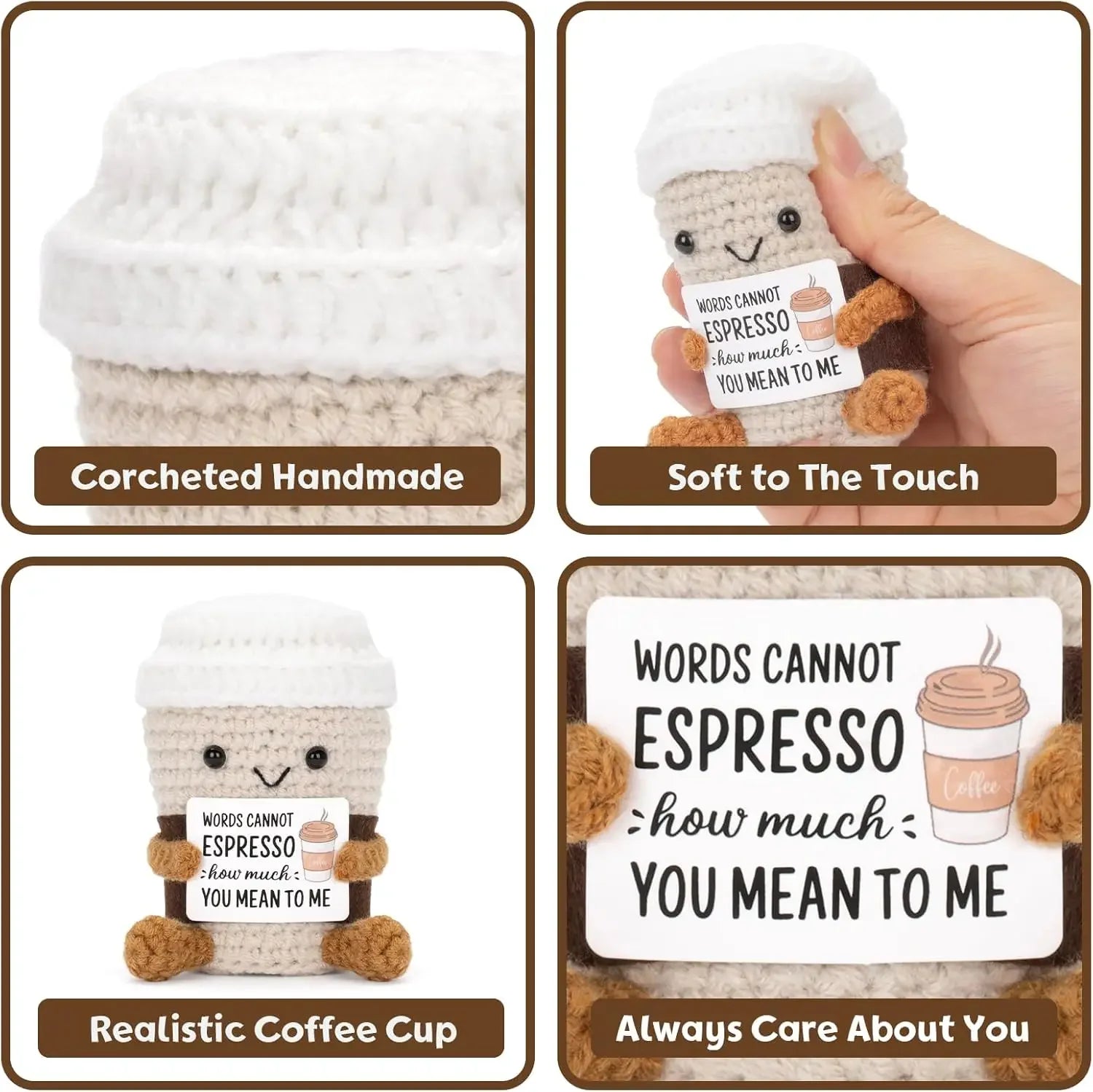 funny crochet coffee doll