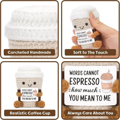 funny crochet coffee doll