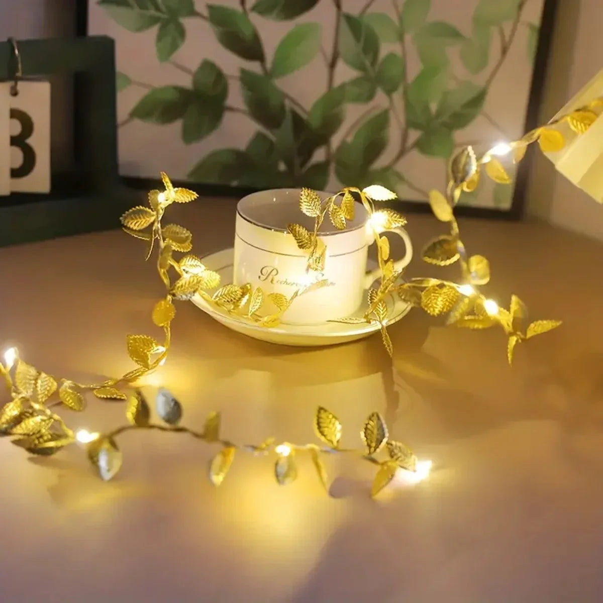 golden fairy lights for decor