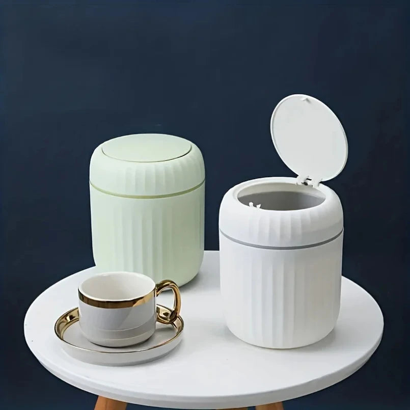 2 Pc Mini Desktop Trash Can with Lid | Compact Waste Bin for Desk, Bedroom & Office