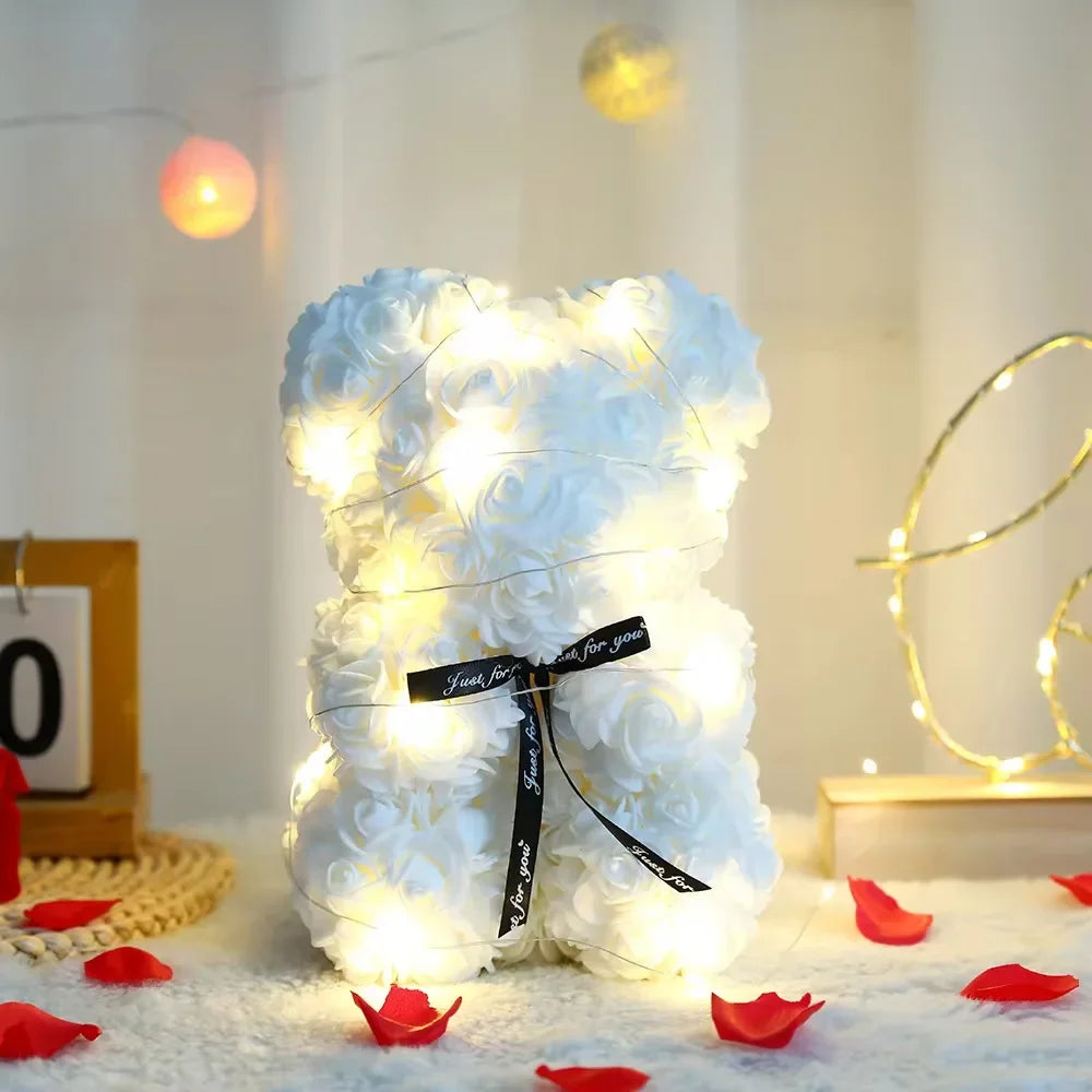 Valentines rose bear romantic floral teddy gift