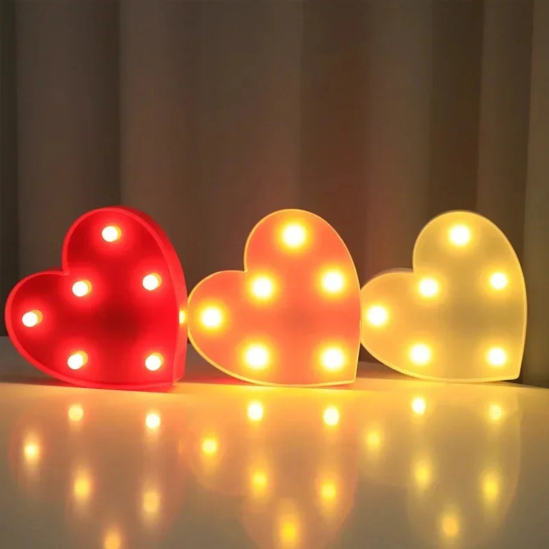 romantic heart shaped LED lamp for bedroom decor