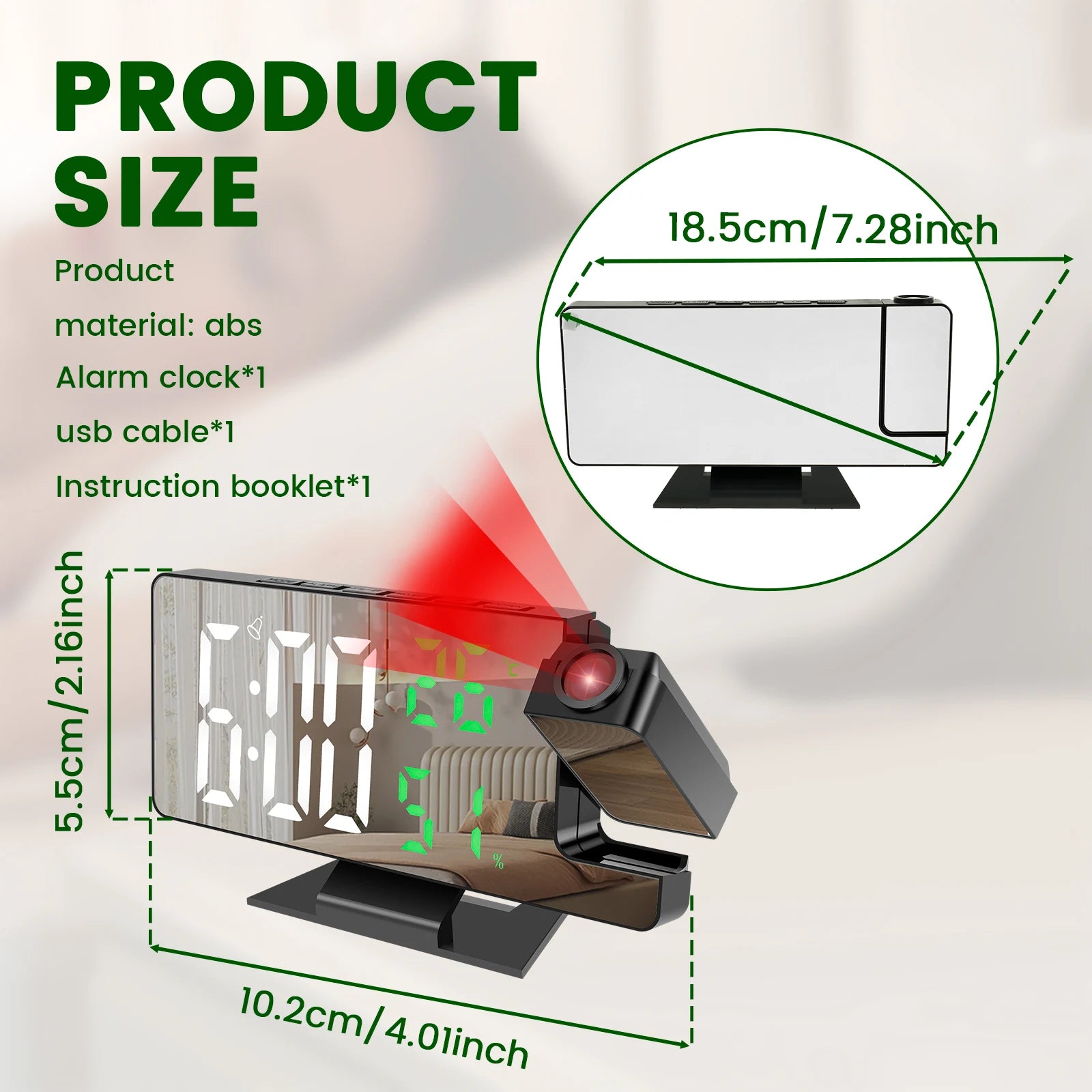 Stylish digital clock with 4 dimming levels for home or office