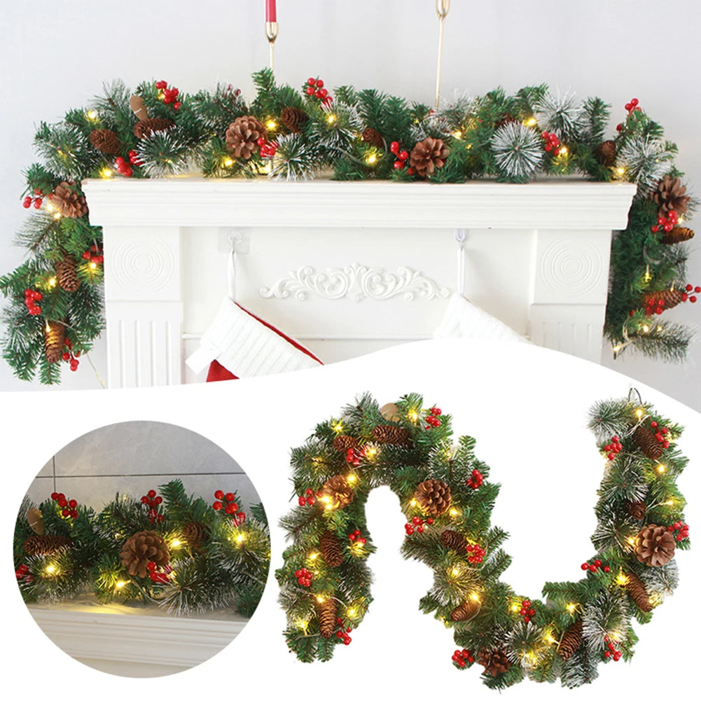Artificial Christmas Garland with Red Berries for Holiday Decor