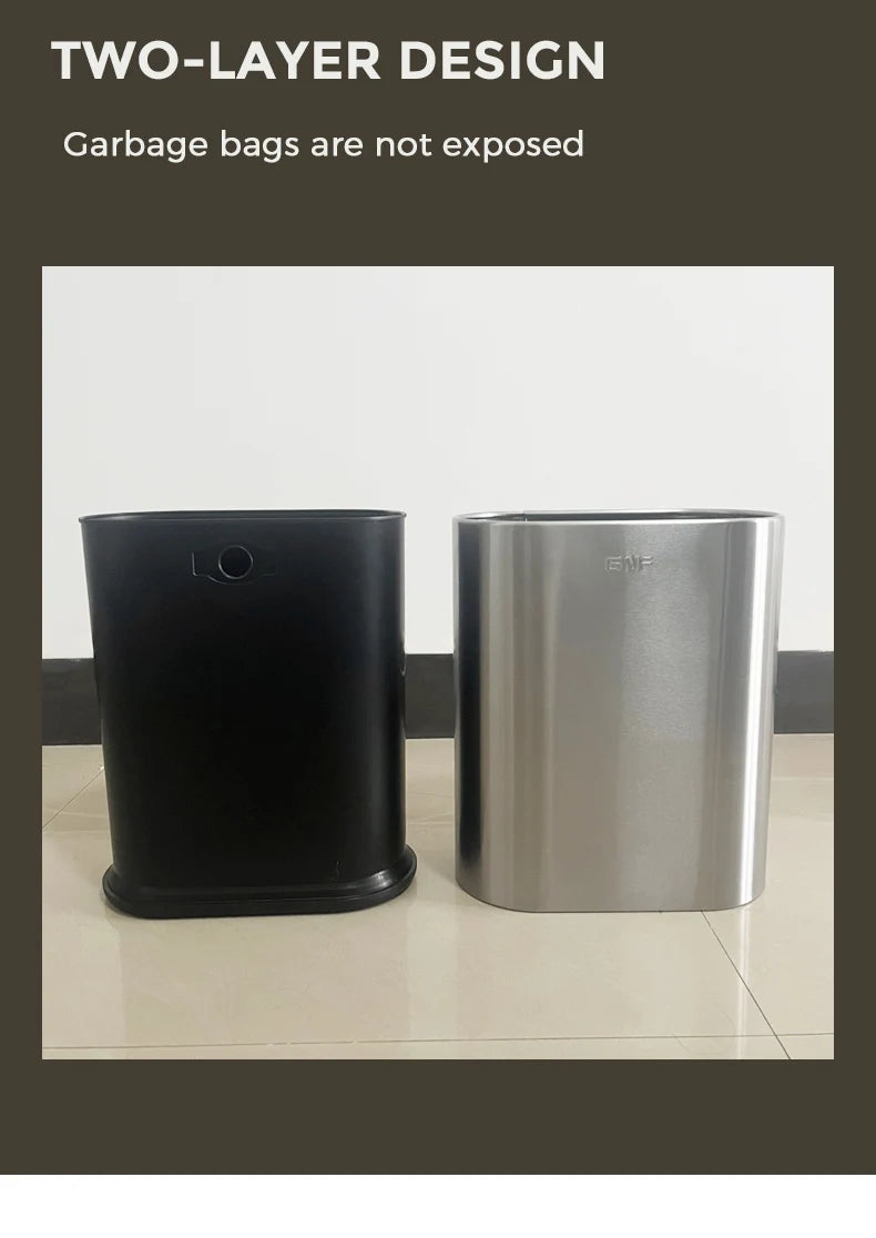 Leasylife Stainless Steel Narrow Slit Trash Can | Small Light Luxury Garbage Can for Bathroom & Bedroom