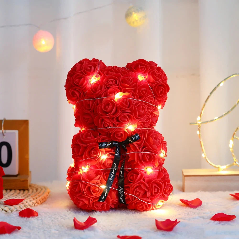 Romantic rose bear valentine gift for girlfriend