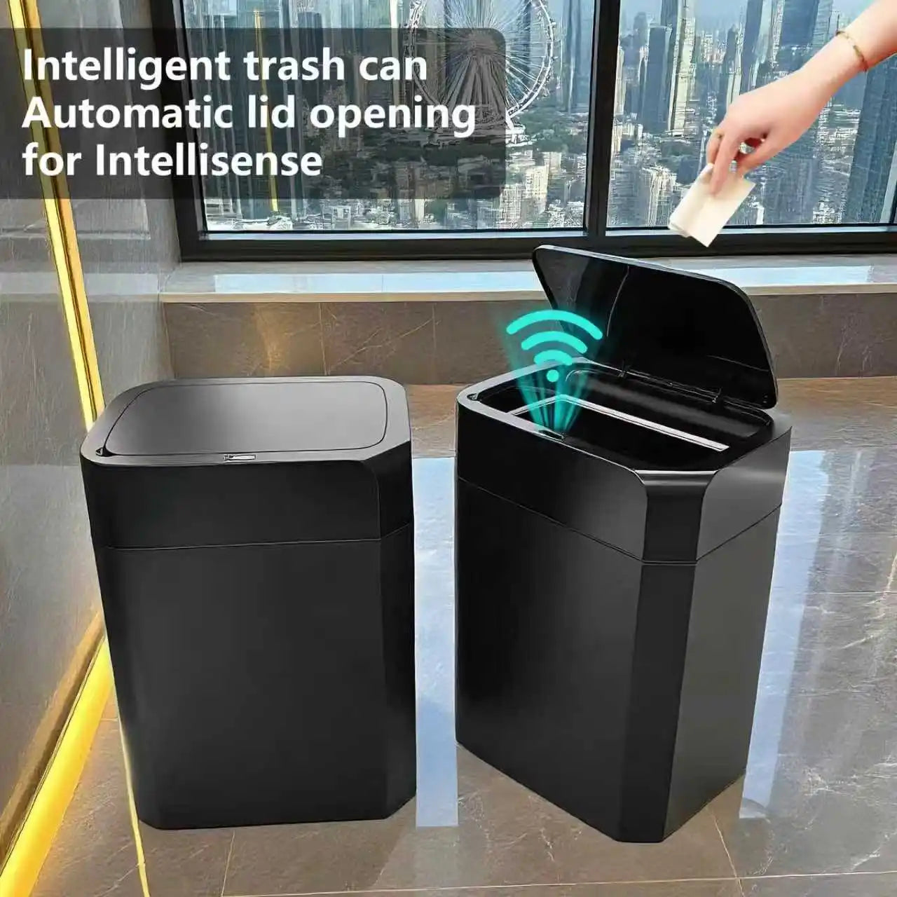 sensor activated trash can set for home
