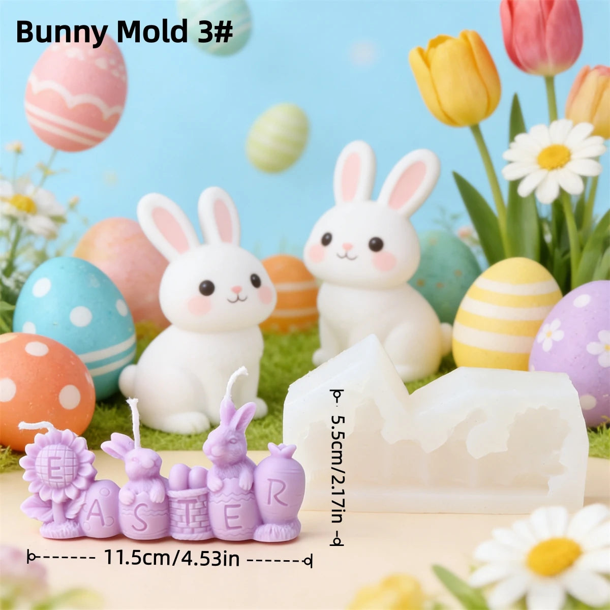 Easter bunny candle silicone mold – 3D DIY craft mold for gifts and décor USA