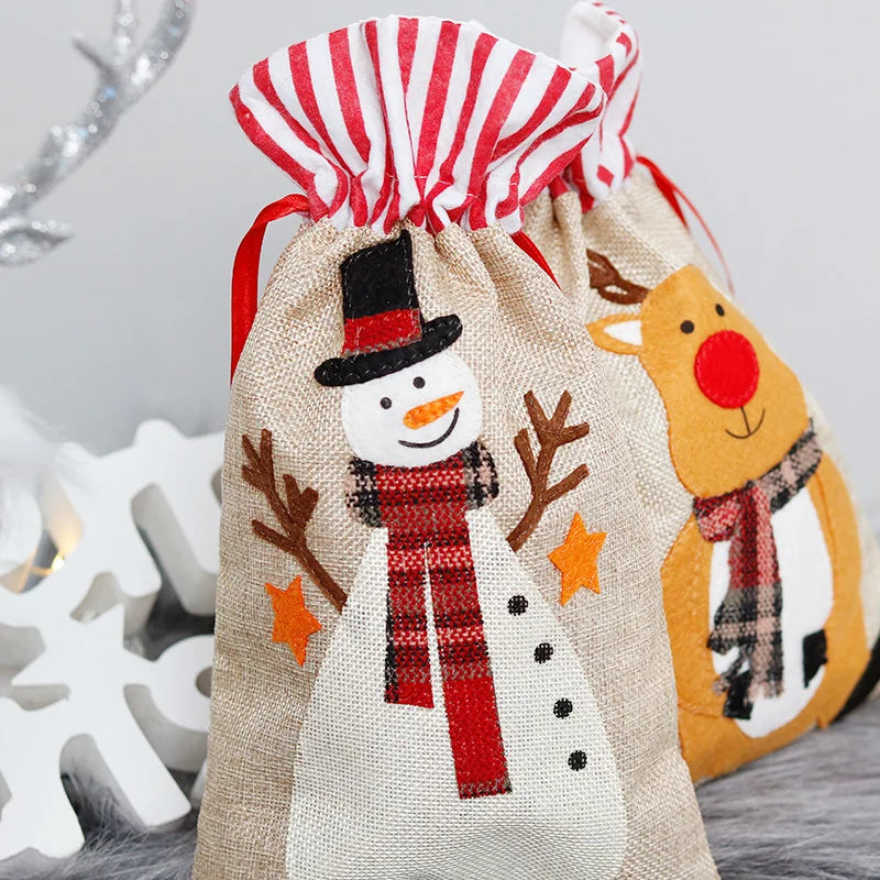 3D Embroidered Christmas Gift Bag – Kids Tote, Holiday Handbag & Storage Decor