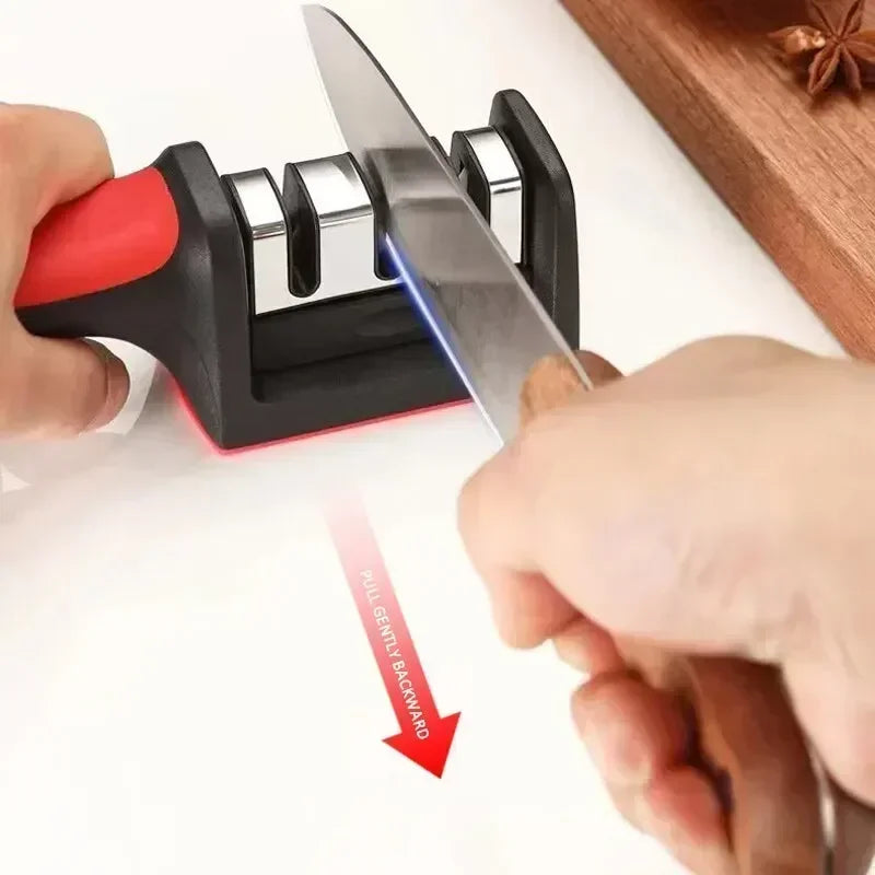 Multi-purpose 3-segment knife sharpener – hone and polish knives easily USA