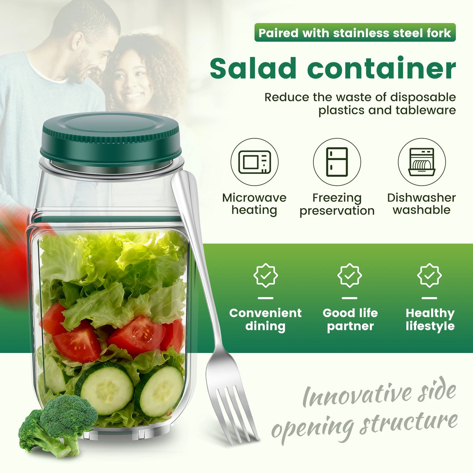 Compact Salad Pod meal prep container – reusable, portable, and travel-friendly USA