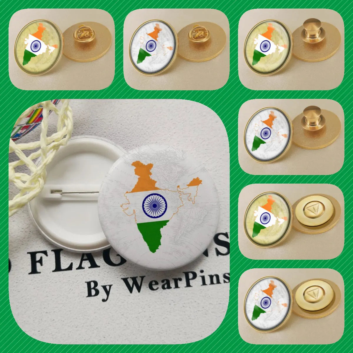 India National Symbols Lapel Pins | Map, Flag, Emblem & National Flower Brooch Badges