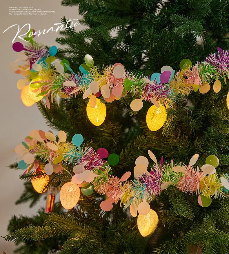 2M Spring Easter Egg Garland with LED String Lights DIY Wreath Decor