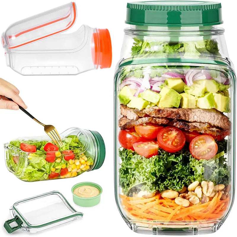Salad Pod Meal Prep Jar - Leakproof Container for Lunch, Travel & Outdoor | Reusable Salad Bowl
