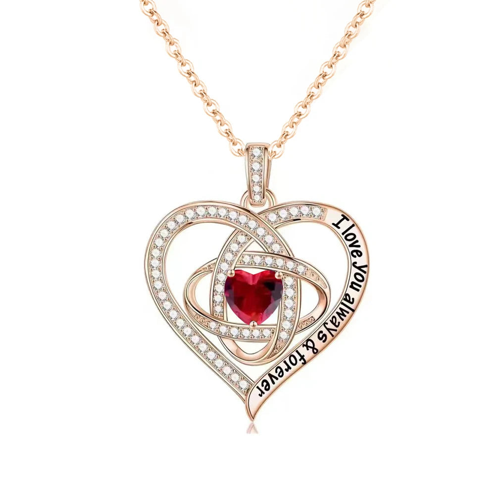 Red zircon jewelry necklace presented in gift box