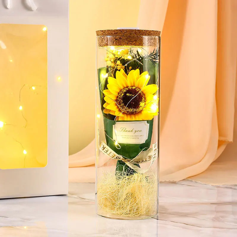 Preserved Flower with Soft LED Light – Elegant Women’s Day Gift