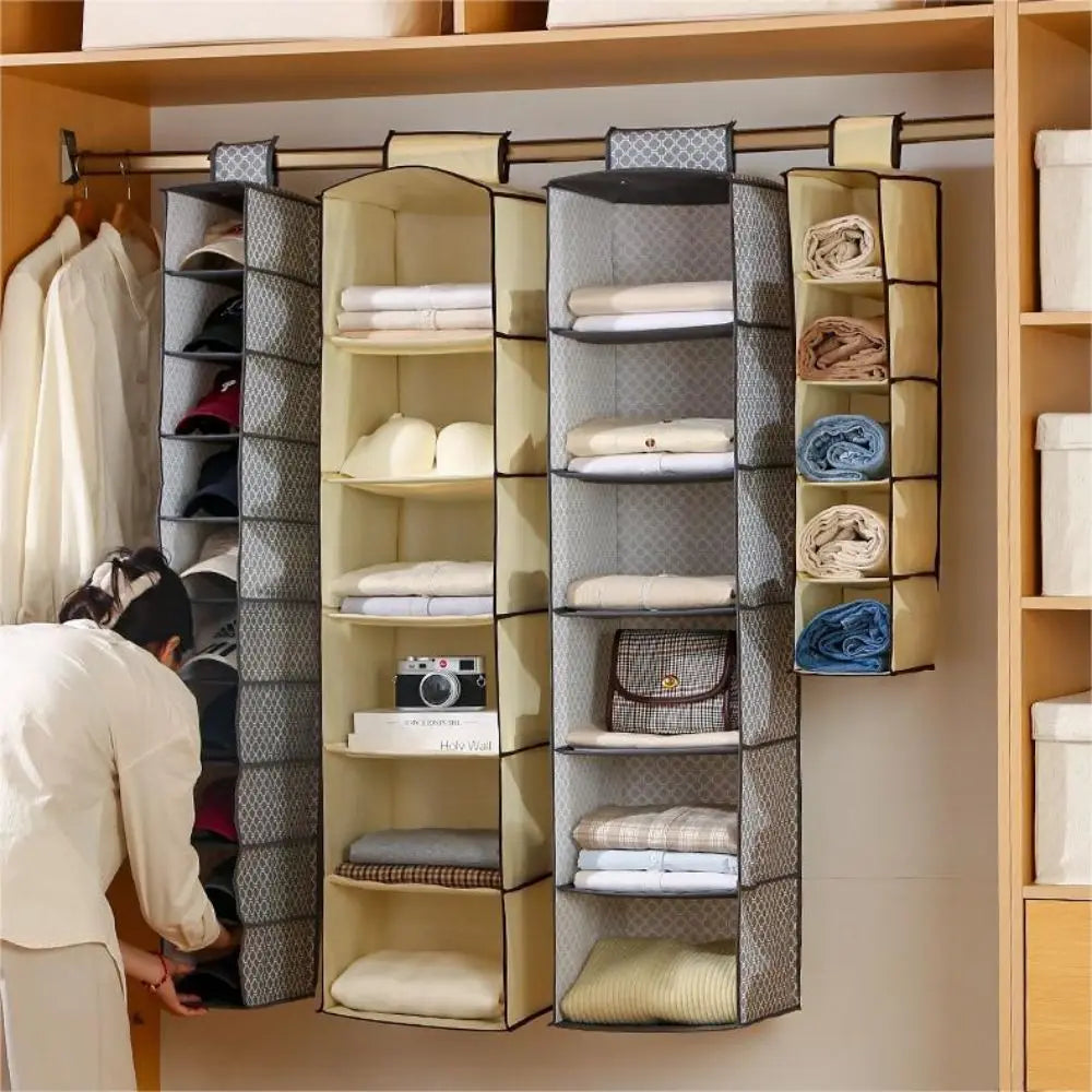 Multifunctional Foldable Hanging Closet Organizer Space Saving Storage Bag