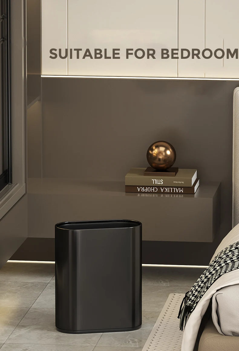 Leasylife Stainless Steel Narrow Slit Trash Can | Small Light Luxury Garbage Can for Bathroom & Bedroom