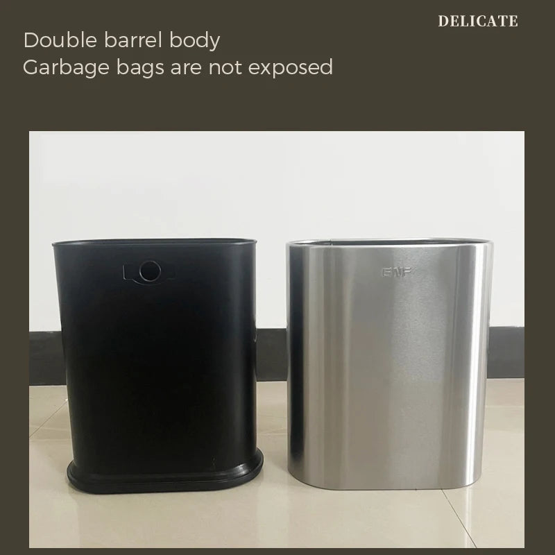 Leasylife Stainless Steel Narrow Slit Trash Can | Small Light Luxury Garbage Can for Bathroom & Bedroom