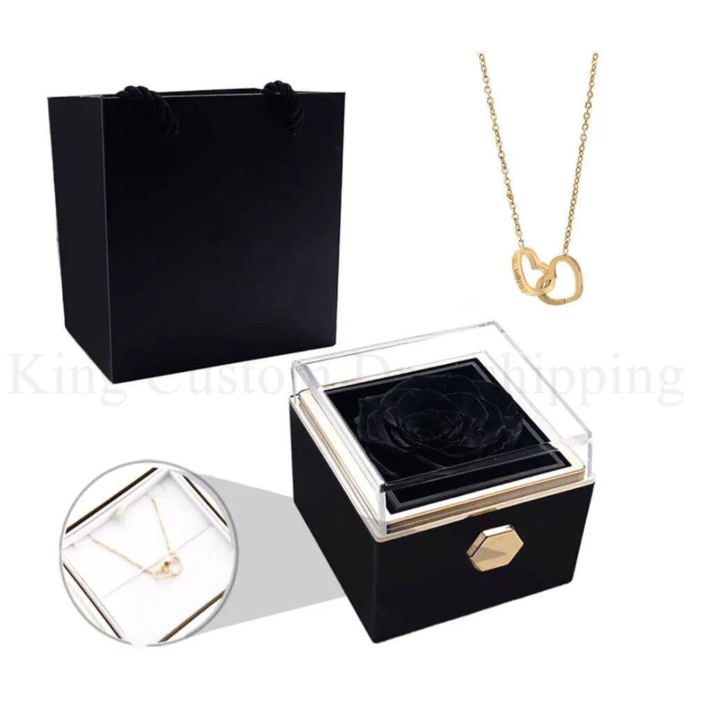 valentine jewelry gift rotating rose box for girlfriend