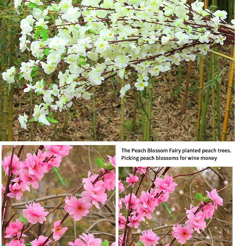 Spring artificial peach blossom branch for festive decor