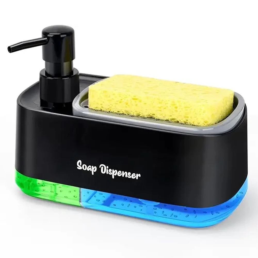 2 in 1 soap dispenser with sponge holder for kitchen sink