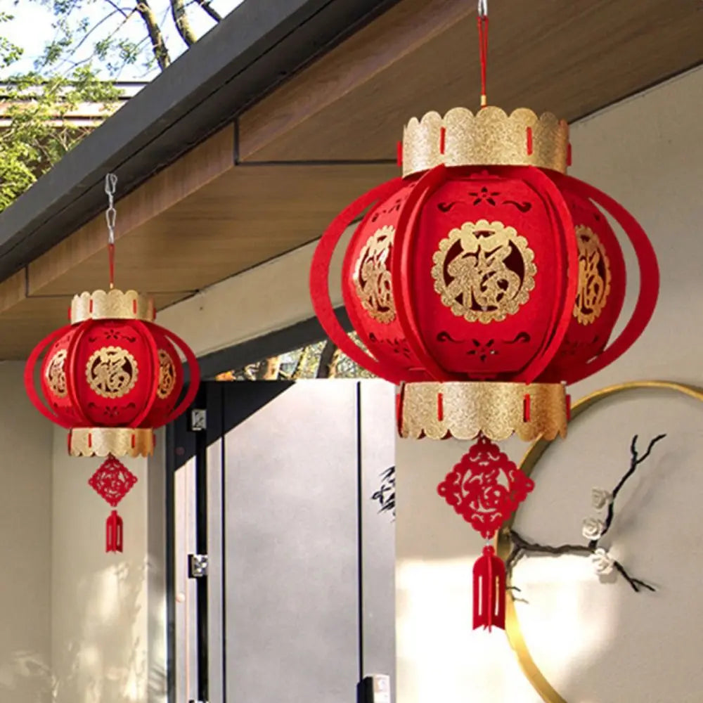 Chinese New Year red lantern pendant with tassel for Spring Festival decoration