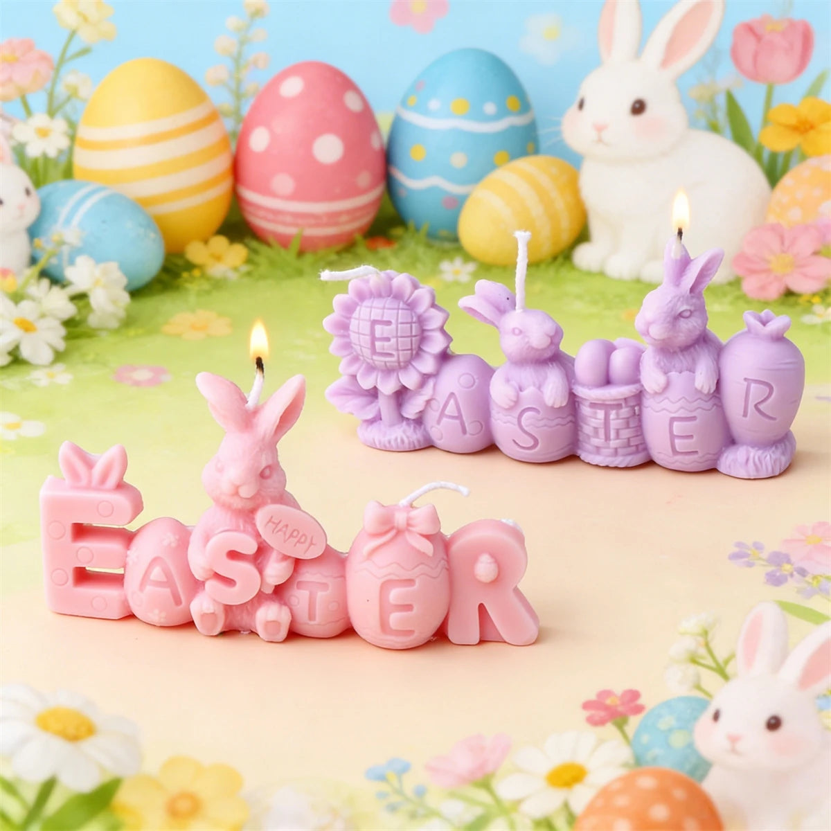 3D Easter Bunny Silicone Candle Mold for DIY Handmade Scented Candles Gift USA