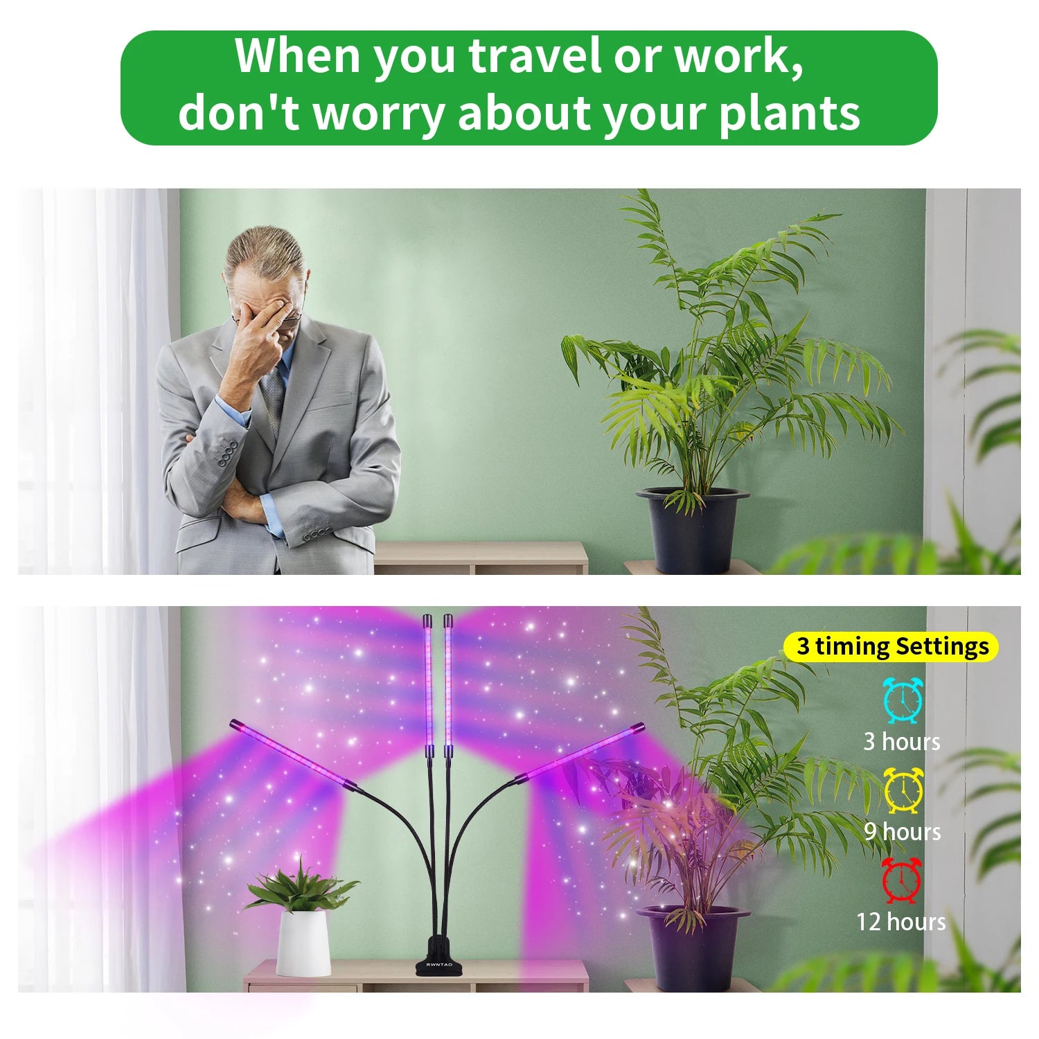 Timer-controlled USB LED grow light – dimmable for hydroponics and indoor plants USA