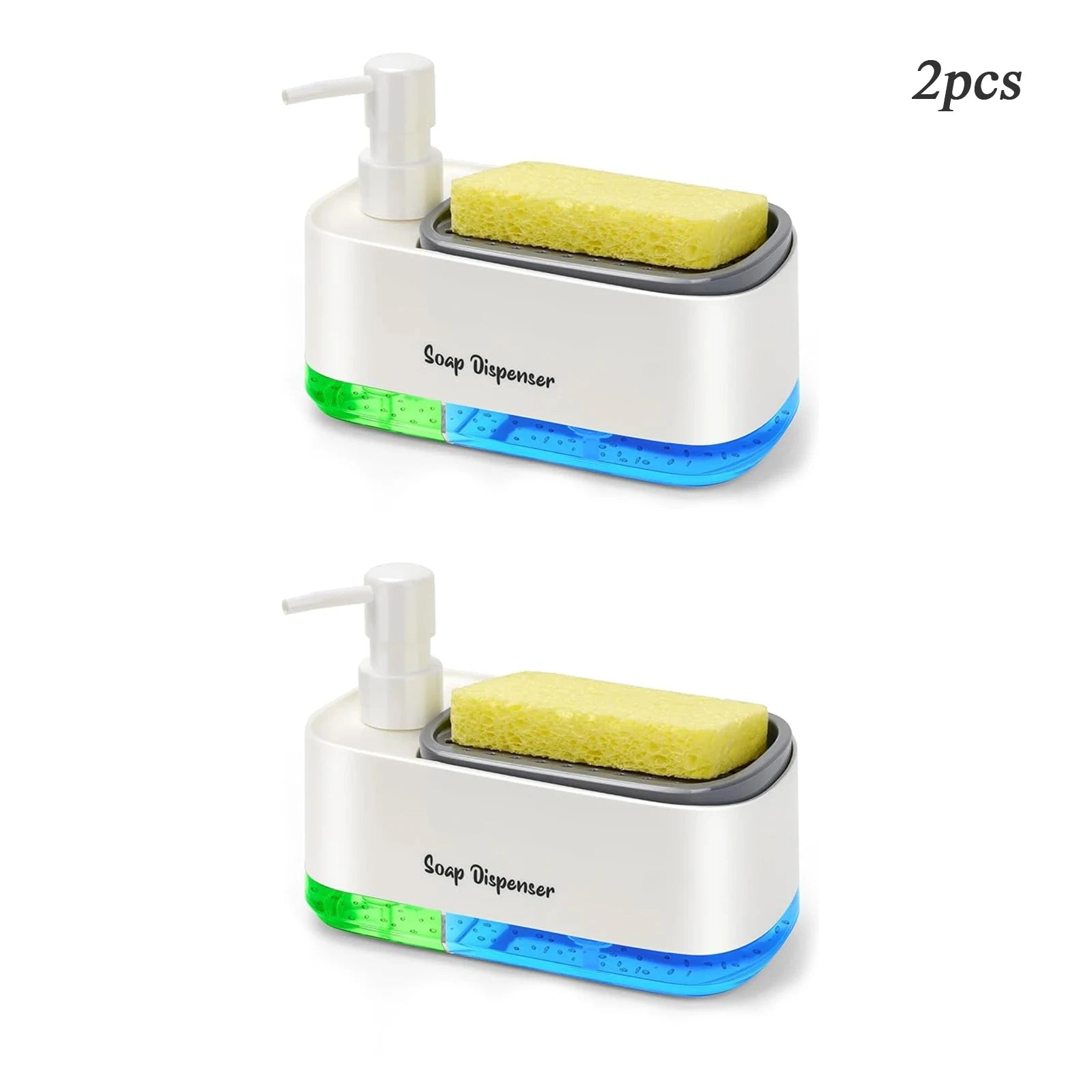 compact soap dispenser and sponge holder for sink