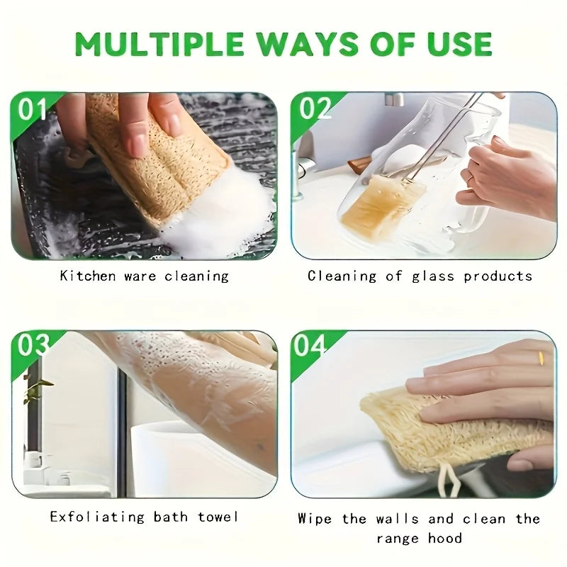 Natural loofah scrubber sponge for kitchen sink cleaning