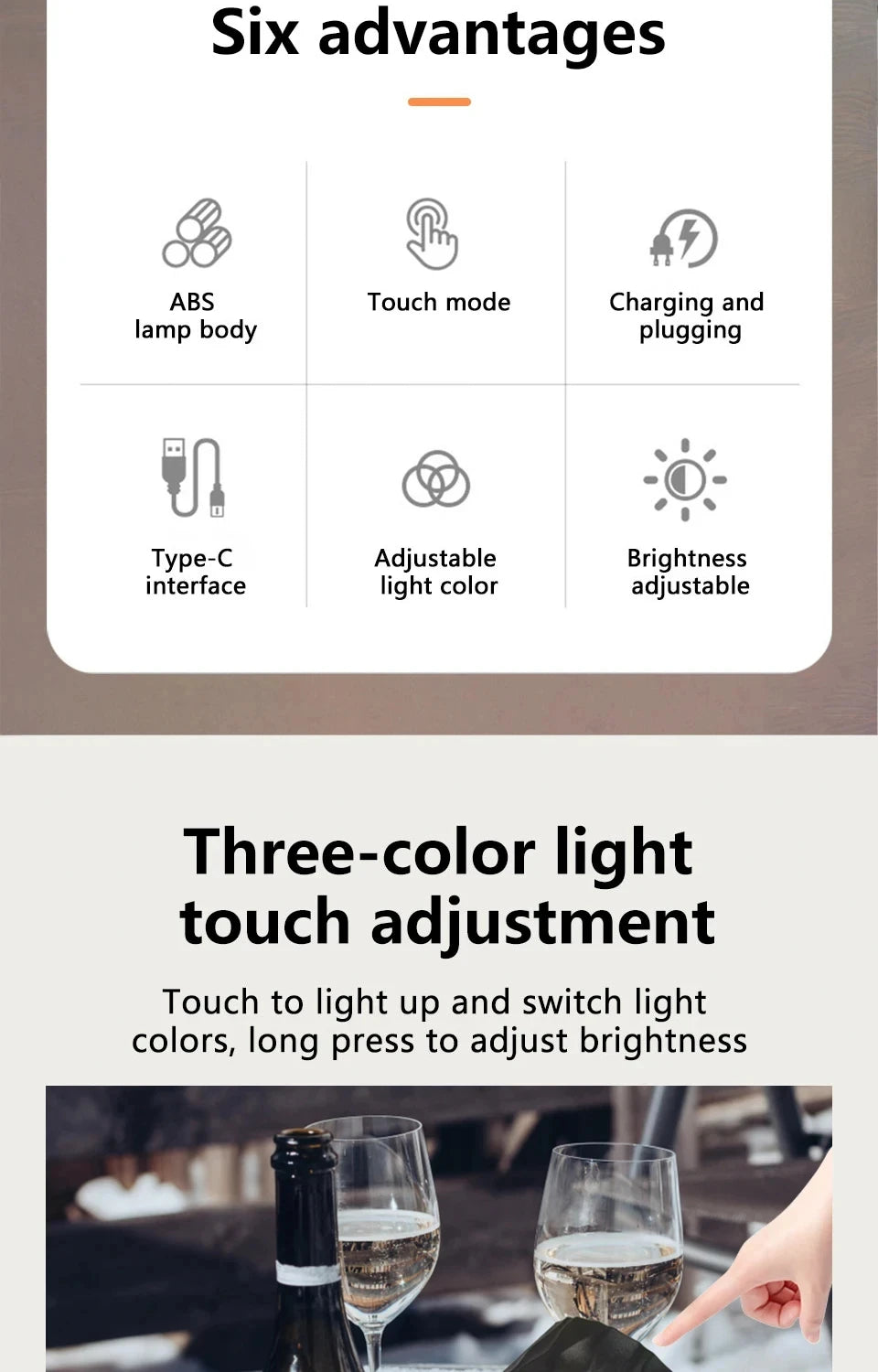 portable wireless bottle table lamp for home