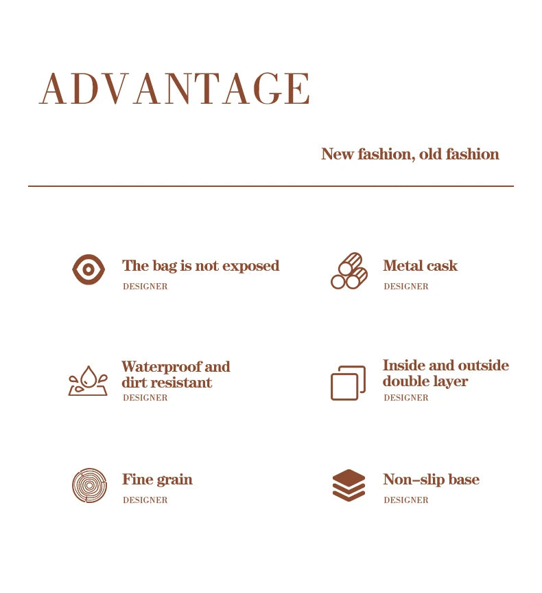 Leasylife Vintage Trash Can | Walnut Wood Pattern Metal Wastebasket for Bathroom & Living Room