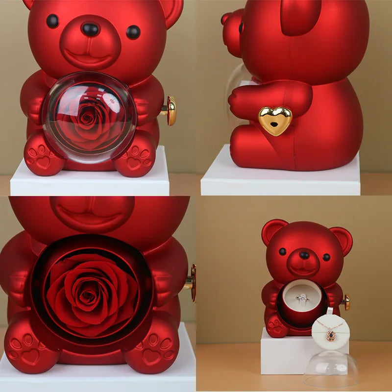 romantic keepsake teddy bear with eternal rose for her