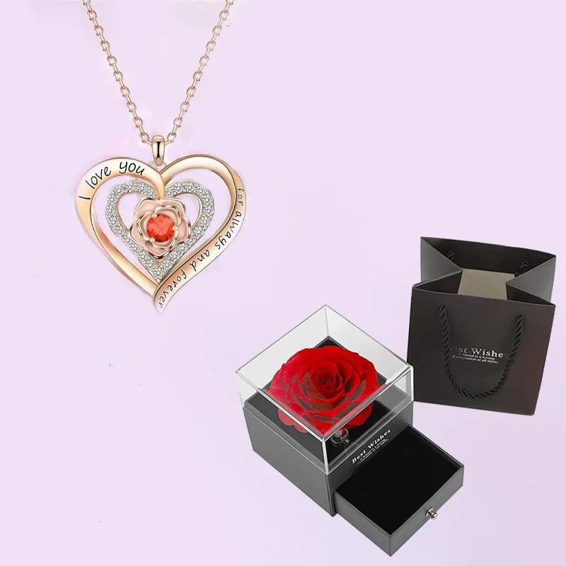 Red zircon necklace gift box romantic keepsake